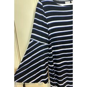 Chico's‎ Travelers Slinky Knit flare sleeve blue striped top shirt sz 0 4-6 US